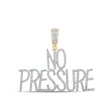  10k Yellow Gold Mens Round Diamond No Pressure Phrase Charm Pendant 3/4 Cttw