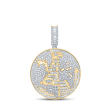  10k Yellow Gold Mens Baguette Diamond Globe Charm Pendant 7-3/4 Cttw