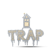 10k Yellow Gold Mens Baguette Diamond Trap House Drip Phrase Charm Pendant 8 Cttw