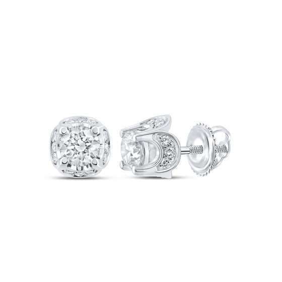 10k White Gold Womens Round Diamond Solitaire Earrings 5/8 Cttw