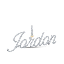  10k Yellow Gold Mens Round Diamond Jordon Name Charm Pendant 7/8 Cttw