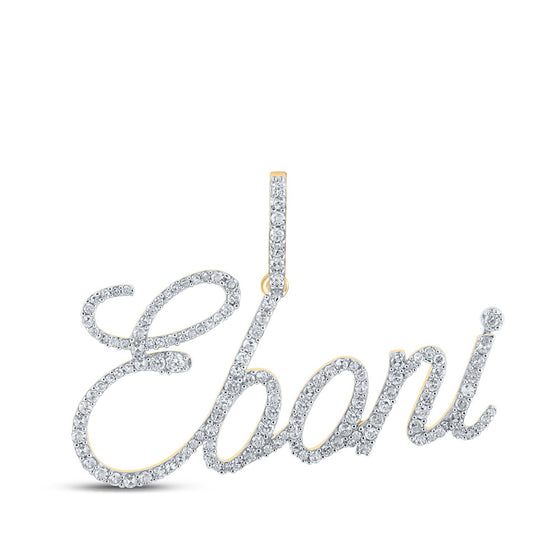 10k Yellow Gold Womens Round Diamond Eboni Name Pendant 3/4 Cttw