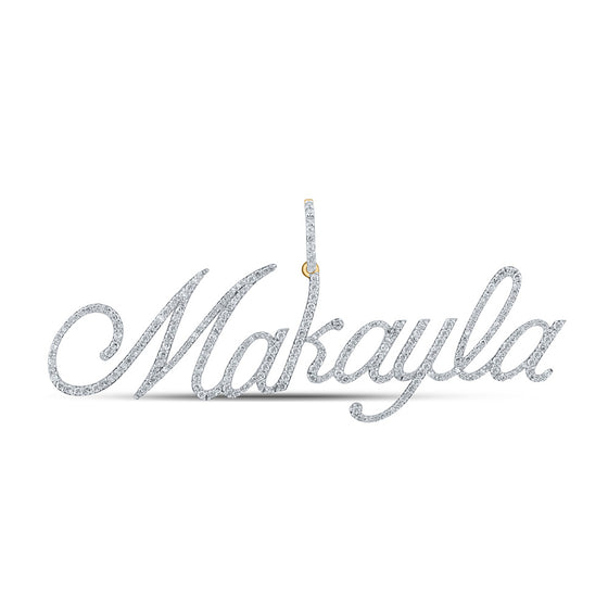 10k Yellow Gold Mens Round Diamond Makayla Name Charm Pendant 1-1/2 Cttw