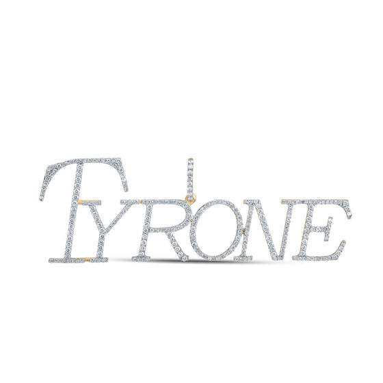 10k Yellow Gold Mens Round Diamond Tyrone Name Charm Pendant 1-1/2 Cttw