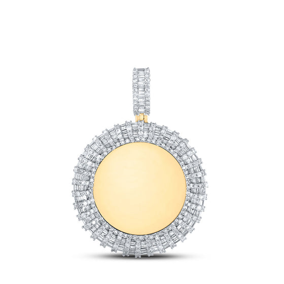 10k Yellow Gold Mens Baguette Diamond Memory Circle Charm Pendant 3 Cttw