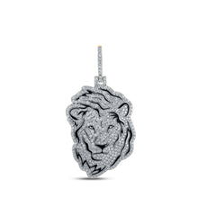  10k Yellow Gold Mens Round Diamond Lion Face Charm Pendant 2-1/4 Cttw