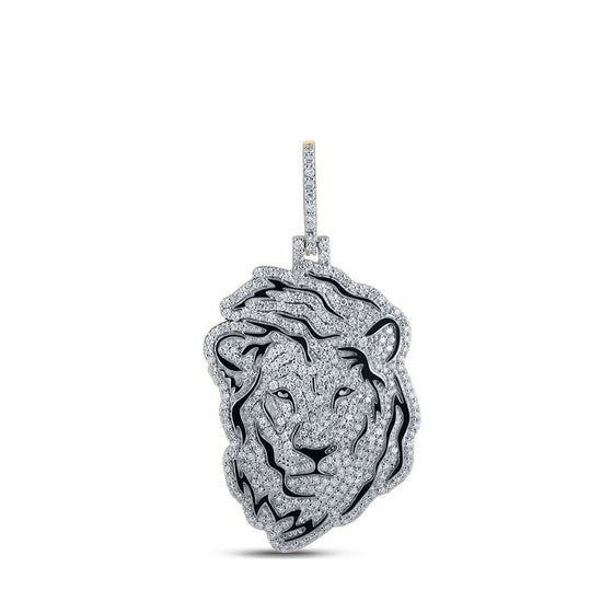 10k Yellow Gold Mens Round Diamond Lion Face Charm Pendant 2-1/4 Cttw