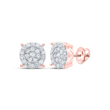  10k Rose Gold Womens Round Diamond Cluster Earrings 1 Cttw