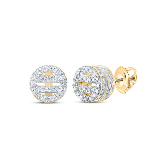10k Yellow Gold Womens Round Diamond Circle Earrings 1/3 Cttw