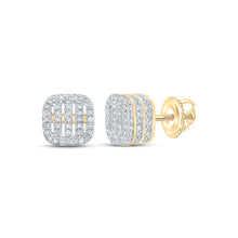  10k Yellow Gold Womens Round Diamond Square Earrings 1/2 Cttw