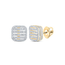  10k Yellow Gold Womens Round Diamond Square Earrings 3/4 Cttw