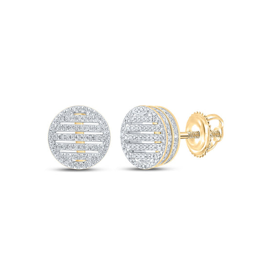 10k Yellow Gold Womens Round Diamond Circle Earrings 3/4 Cttw