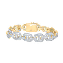  10k Yellow Gold Mens Baguette Diamond Link Bracelet 8-1/2 Cttw