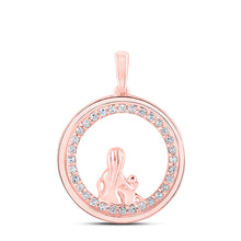  10k Rose Gold Womens Round Diamond Circle Child Mom Pendant 1/5 Cttw