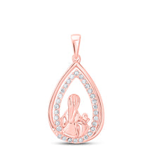  10k Rose Gold Womens Round Diamond Child Mom Pendant 1/5 Cttw