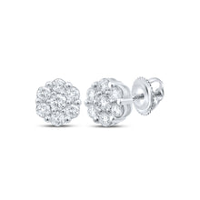  10k White Gold Womens Round Diamond Flower Cluster Earrings 3/4 Cttw