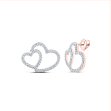  10k Rose Gold Womens Round Diamond Heart Earrings 1/3 Cttw