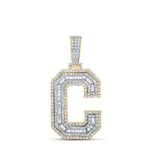  10k Two-tone Gold Mens Baguette Diamond C Letter Charm Pendant 1-3/4 Cttw