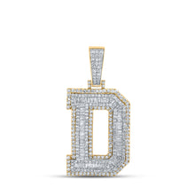  10k Two-tone Gold Mens Baguette Diamond D Initial Letter Charm Pendant 2-1/3 Cttw