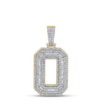  10k Two-tone Gold Mens Baguette Diamond Number 0 Charm Pendant 2-1/5 Cttw