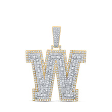  10k Two-tone Gold Mens Baguette Diamond W Initial Letter Charm Pendant 3 Cttw