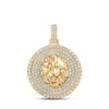 10k Yellow Gold Mens Round Diamond Lion Circle Charm Pendant 2-1/2 Cttw