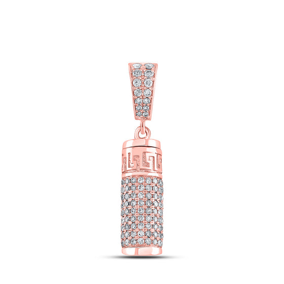 10k Rose Gold Mens Round Diamond Urn Charm Pendant 1 Cttw