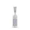 10k White Gold Mens Round Diamond Urn Cylinder Charm Pendant 1 Cttw