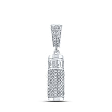  10k White Gold Mens Round Diamond Urn Cylinder Charm Pendant 1 Cttw