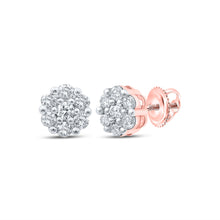  10k Rose Gold Womens Round Diamond Flower Cluster Earrings 1/2 Cttw