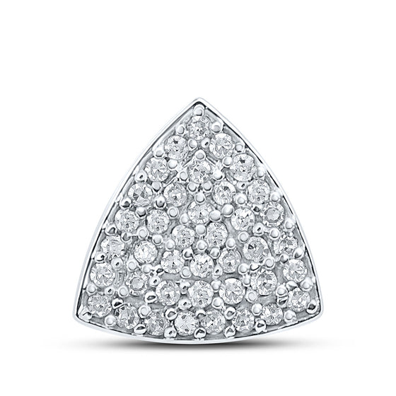 10k White Gold Womens Round Diamond Triangle Pendant 1/10 Cttw