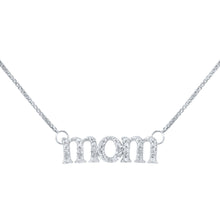  Sterling Silver Womens Round Diamond Mom Necklace 1/20 Cttw