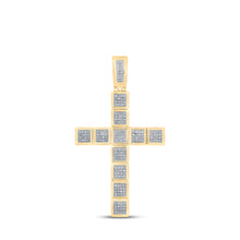  10k Yellow Gold Mens Round Diamond Cross Charm Pendant 5/8 Cttw