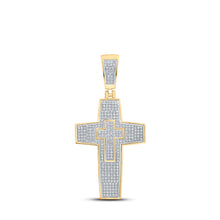  10k Yellow Gold Mens Round Diamond Cross Charm Pendant 3/4 Cttw