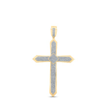  10k Yellow Gold Mens Round Diamond Cross Charm Pendant 1 Cttw