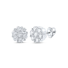 14k White Gold Womens Round Diamond Flower Cluster Earrings 1-1/5 Cttw