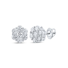  14k White Gold Womens Round Diamond Cluster Earrings 1-1/2 Cttw
