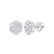  14k White Gold Womens Round Diamond Flower Cluster Earrings 2-1/3 Cttw