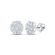  14k White Gold Womens Round Diamond Flower Cluster Earrings 2-3/4 Cttw