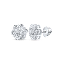  14k White Gold Womens Round Diamond Flower Cluster Earrings 2-3/4 Cttw