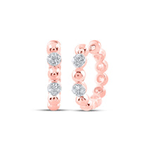  10k Rose Gold Womens Round Diamond Hoop Earrings 1/10 Cttw