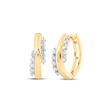  10k Yellow Gold Womens Round Diamond Hoop Earrings 1/5 Cttw