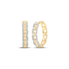  10k Yellow Gold Womens Round Diamond Hoop Earrings 3/8 Cttw