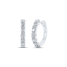  10k White Gold Womens Round Diamond Hoop Earrings 1 Cttw