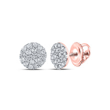  10k Rose Gold Womens Round Diamond Cluster Earrings 1/6 Cttw