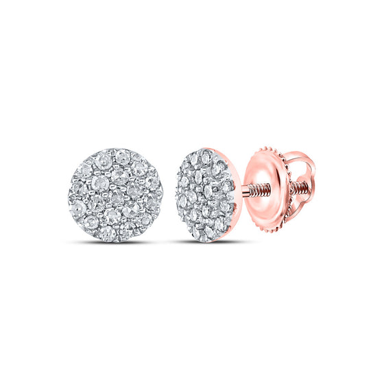 10k Rose Gold Womens Round Diamond Cluster Earrings 1/6 Cttw