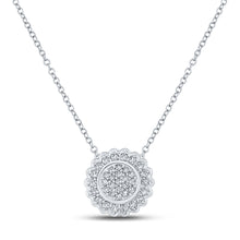  10k White Gold Womens Round Diamond 18-inch Cluster Necklace 1/5 Cttw