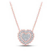  10k Rose Gold Womens Round Diamond Heart Pendant 1/5 Cttw