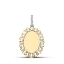  10k Yellow Gold Mens Baguette Diamond Oval Memory Charm Pendant 1 Cttw