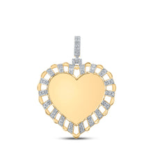  10k Yellow Gold Mens Round Diamond Heart Charm Pendant 7/8 Cttw